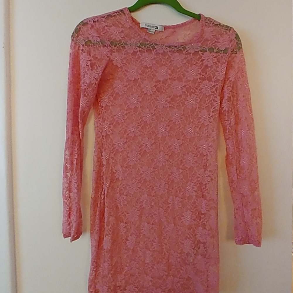 Long sleeve, lacey mesh dress